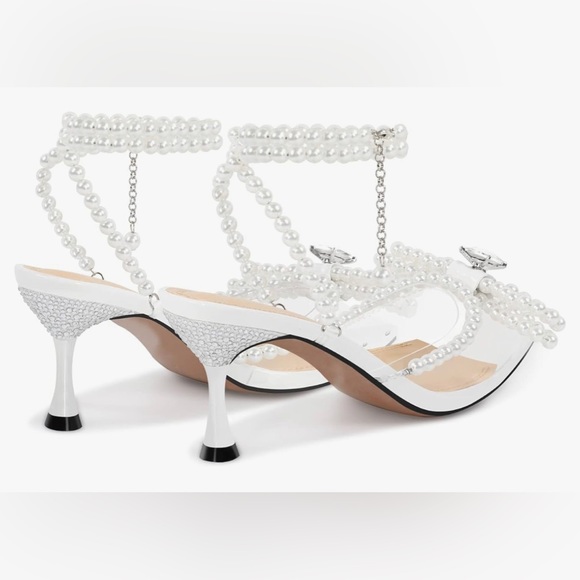 White Pearl Heels Ankle Strap size size 38 (7.5) - Picture 2 of 7